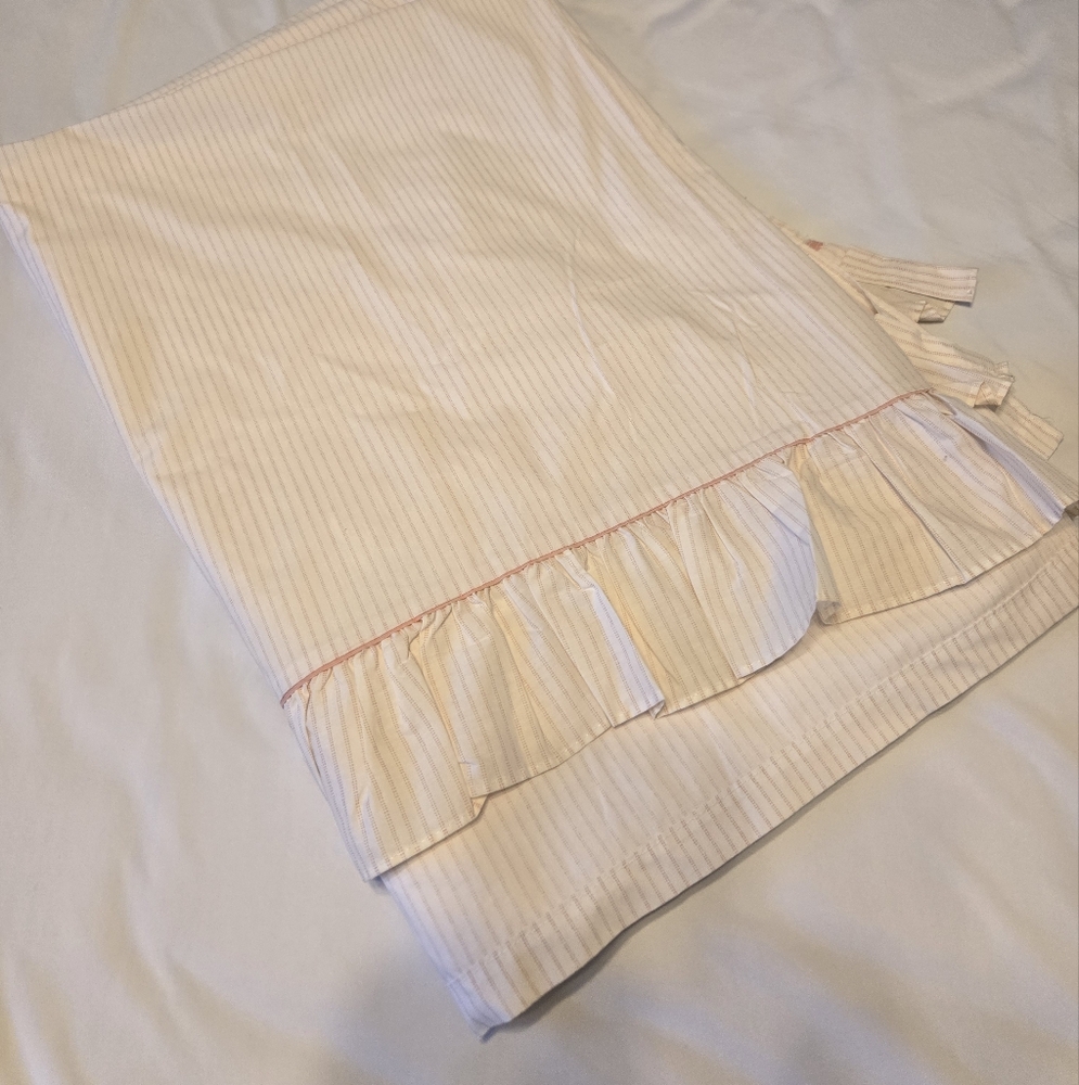 Laura Ashley Pink Tick Stripe Flat Sheet With Ruffle